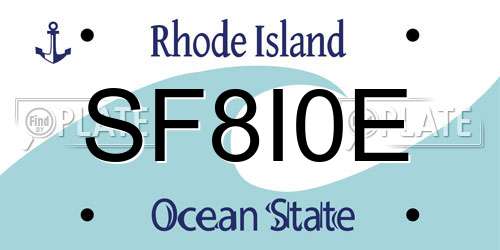 SF8I0E Rhode Island License Plate