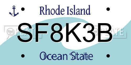 SF8K3B Rhode Island License Plate