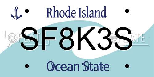 SF8K3S Rhode Island License Plate