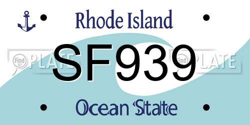 SF939 Rhode Island License Plate