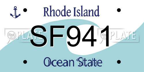 SF941 Rhode Island License Plate