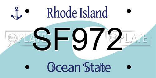 SF972 Rhode Island License Plate