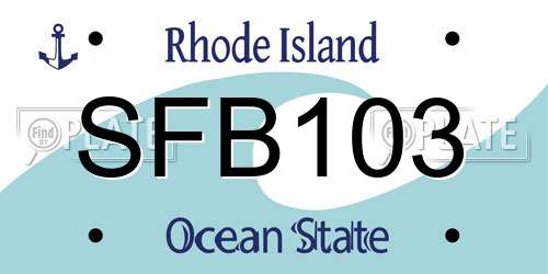 SFB103 Rhode Island License Plate
