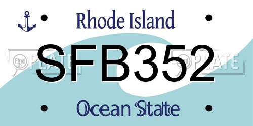 SFB352 Rhode Island License Plate