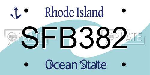 SFB382 Rhode Island License Plate