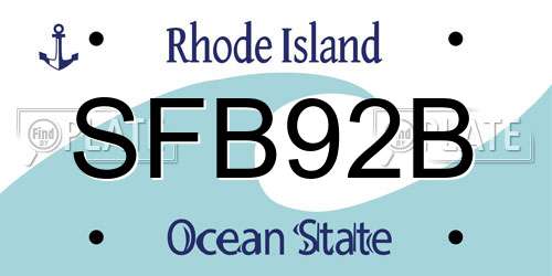 SFB92B Rhode Island License Plate