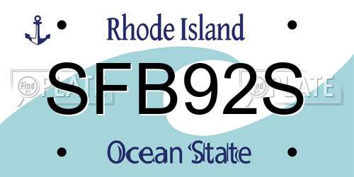 SFB92S Rhode Island License Plate