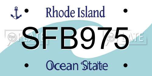 SFB975 Rhode Island License Plate