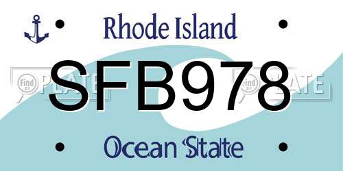 SFB978 Rhode Island License Plate