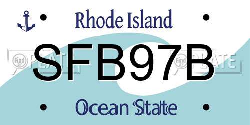 SFB97B Rhode Island License Plate