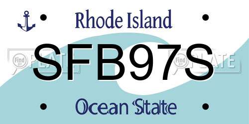SFB97S Rhode Island License Plate