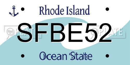 SFBE52 Rhode Island License Plate