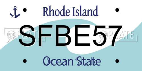 SFBE57 Rhode Island License Plate