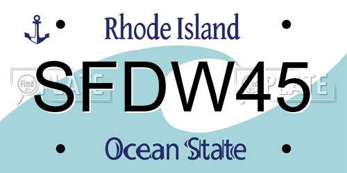 SFDW45 Rhode Island License Plate