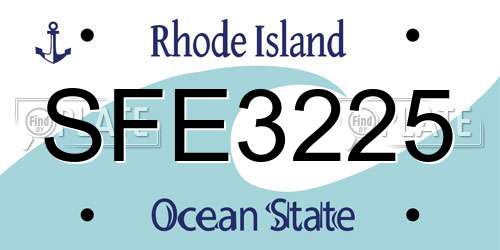 SFE3225 Rhode Island License Plate