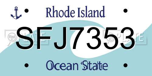 SFJ7353 Rhode Island License Plate
