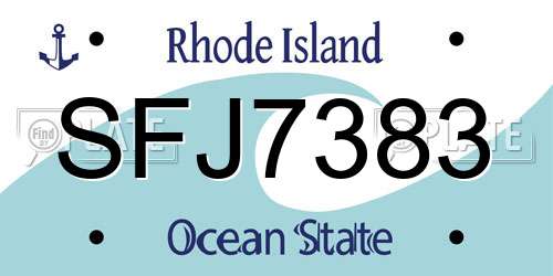 SFJ7383 Rhode Island License Plate