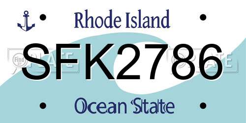 SFK2786 Rhode Island License Plate