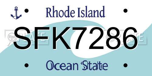 SFK7286 Rhode Island License Plate
