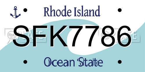 SFK7786 Rhode Island License Plate