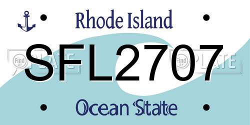 SFL2707 Rhode Island License Plate