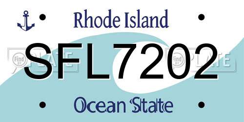 SFL7202 Rhode Island License Plate
