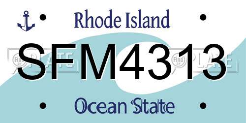 SFM4313 Rhode Island License Plate