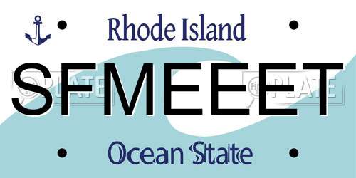 SFMEEET Rhode Island License Plate