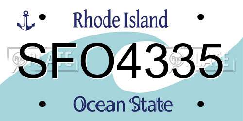 SFO4335 Rhode Island License Plate