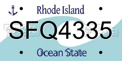 SFQ4335 Rhode Island License Plate