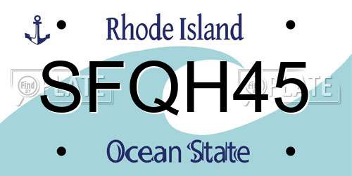 SFQH45 Rhode Island License Plate