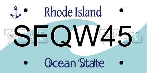 SFQW45 Rhode Island License Plate