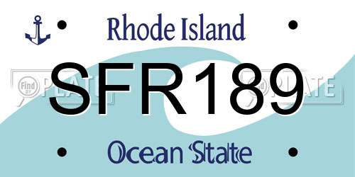 SFR189 Rhode Island License Plate