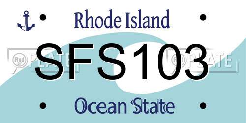 SFS103 Rhode Island License Plate