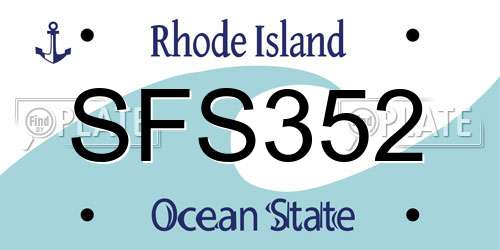 SFS352 Rhode Island License Plate