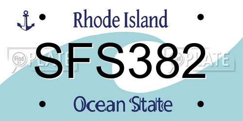 SFS382 Rhode Island License Plate