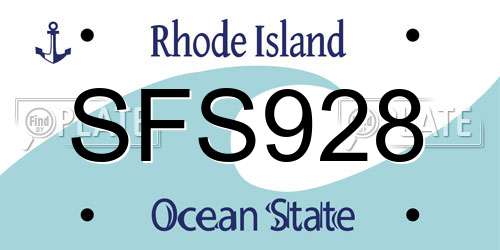 SFS928 Rhode Island License Plate