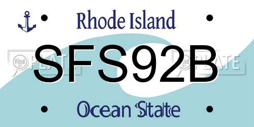 SFS92B Rhode Island License Plate