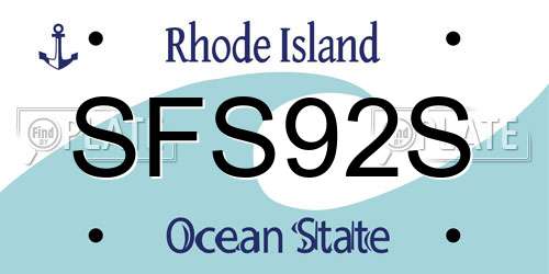 SFS92S Rhode Island License Plate