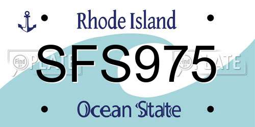 SFS975 Rhode Island License Plate