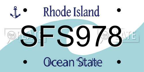 SFS978 Rhode Island License Plate