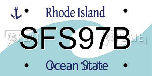 SFS97B Rhode Island License Plate