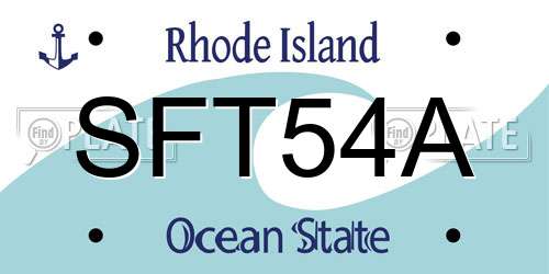 SFT54A Rhode Island License Plate