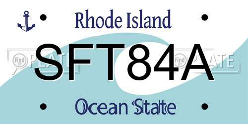 SFT84A Rhode Island License Plate