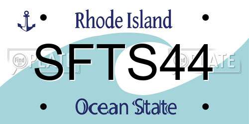 SFTS44 Rhode Island License Plate