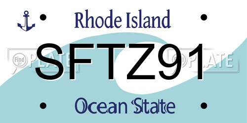 SFTZ91 Rhode Island License Plate