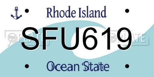 SFU619 Rhode Island License Plate
