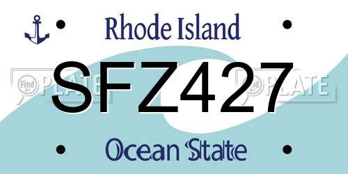 SFZ427 Rhode Island License Plate