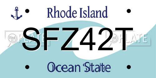 SFZ42T Rhode Island License Plate