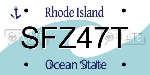 SFZ47T Rhode Island License Plate
